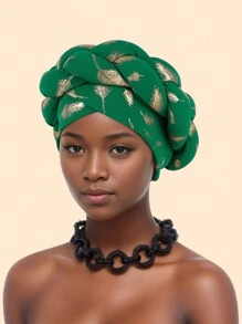 1 Piece Bronzing African Headtie Braid Turban Caps For Women Nigeria Wedding Geles Party Headgear Headpiece Auto Gele Female Head Wraps - Feather Gilded Braid - View 9