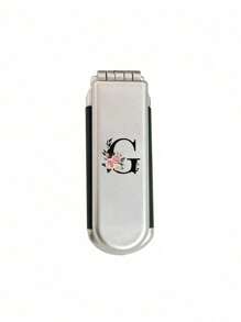 Gương trang điểm và làm tóc gấp gọn 2 trong 1 – Di động, để bàn, họa tiết hoa chữ cái đen A-Z, dụng cụ làm đẹp hiện đại cho du lịch, lược gấp kèm gương trang điểm, dễ mang theo, hoàn hảo cho du lịch, lược đệm khí đa năng, lược massage da đầu (Không bao gồm Q/U/X) - Bạc - Xem 17