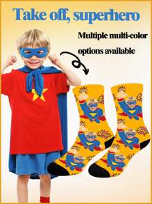 1 Pair Of Customized Socks With Avatars For Children Aged 1-16, Average Size For Adults, Featuring Strong And Fun Superheroes - Multicolor - View 1