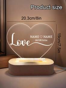 LICVIC 1pc Customized Name Heart-Shaped Acrylic Lamp, Personalized Text/Date Acrylic Decor, Acrylic Decor With Base - Style a - View 3