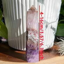 水晶有天然裂纹，无损坏。1 件 1.57-8.3 英寸紫水晶蕾丝玛瑙水晶塔 - 灵气疗愈天然石，精神巫术礼物，能量平衡家居装饰，送礼的理想选择，水晶柱，水晶点 - 彩色 - 查看 4