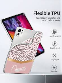 1 pieza Funda de teléfono con cojín de aire transparente y personalizada compatible con iPad Pro 13/Air 13, adecuada para parejas, padres, niños, mascotas, amigos - transparente - Ver 3