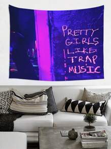 1 件漂亮女孩喜欢 Trap 音乐桃色挂毯，说唱歌手嘻哈设计，涤纶面料，矩形，美观的壁挂，适合大学宿舍、卧室、客厅、家居装饰 - 彩色 - 查看 1