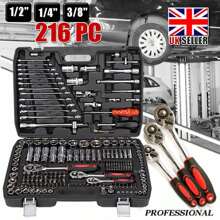 Professional 216 PCS Ratchet Spanner Socket Set 1/2" 1/4" 3/8" Tool Kit +Case - Silver - View 1
