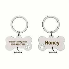 1pc Personalized Pet ID Tag Brand, Stainless Steel Bone Shape Dog Collar Pendant, Can Carve Pet Name And Contact Information To Prevent Pets From Getting Lost, A Good Holiday Gift Choice
