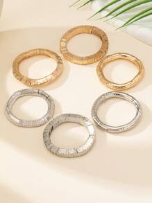 1pc Handmade Beaded Stretch Metal Bracelet Set, Retro Exaggerated High-End Daily/Business/Travel Wear - Beaded Bracelet - View 4