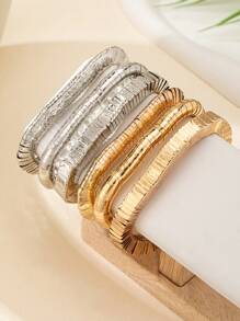 1pc Handmade Beaded Stretch Metal Bracelet Set, Retro Exaggerated High-End Daily/Business/Travel Wear - Beaded Bracelet - View 3