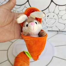Cute Plush Keychain Stuffed Carrot Key Ring With Bunny Inside Purse Charms Pendant For Car Keys Handbags Backpacks