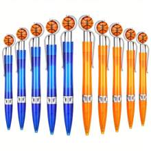 5 Peças/10 Peças Caneta Esferográfica Redonda em Formato de Basquete, Caneta Esferográfica Redonda Esporte Basquete, Caneta Esferográfica Redonda Escrita Legal Esporte, Caneta Esportes Bola, Acessórios de Decoração de Mesa Escolar Festa de Basquete Papelaria - Preto - Visão 2