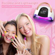 LKE 1 Pc UV Nail Lamp,57LEDS Nail Dryer Gel Nail Polish Curing LED UV Light, With 4 Timers Automatic Sensor LCD Display Professional Nail Art Tool, Accessories For Fingernail Toenail Salon & Home,US Plug - Xem 6
