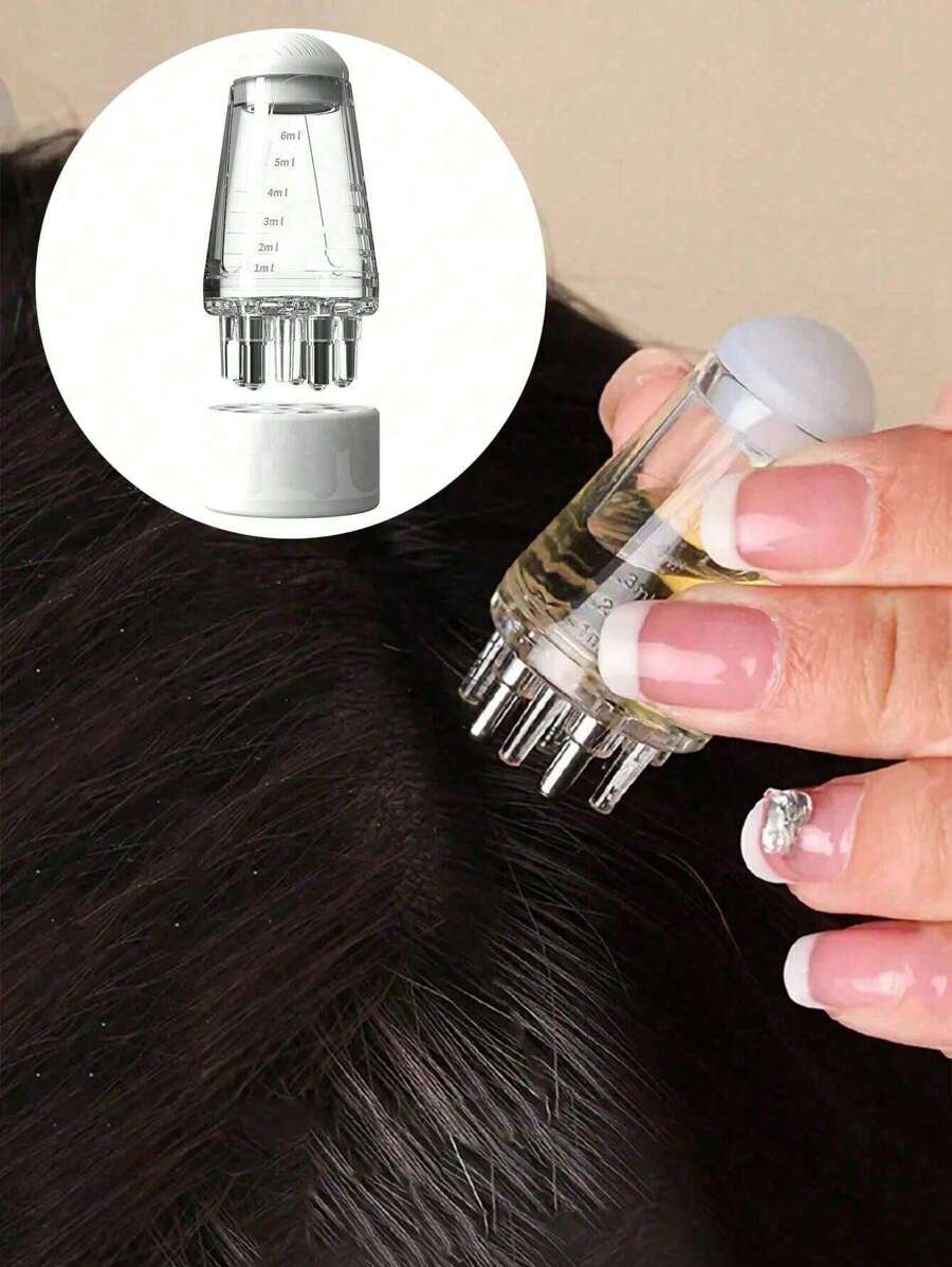 1PC Transparent 5-Needle Oil Comb, Multifunctional Scalp Massager, Head Ball Massage Comb, Suitable For Essence, Nutrient Solution, Hair Conditioner, Essential Oil, Etc. Accurately Deliver Liquid Or Oil To The Roots Of The Hair. Can Be Used As Wedding Bridesmaid Gift, Mother Gift, Birthday Gift, Friend And Relative Gift, Teacher And Classmate Gift,Hair Clips,Hair Accessories Home Bathroom Decor