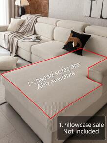 1pc Solid Color Soft Plush Sofa Cover, Elastic Wrap Around, Warm & Comfortable, Simple Ins Style, Pet Slip Resistant, Washable, For 1/2/3/4 Seater Sofa, Living Room, Bedroom, Office - Beige - View 7