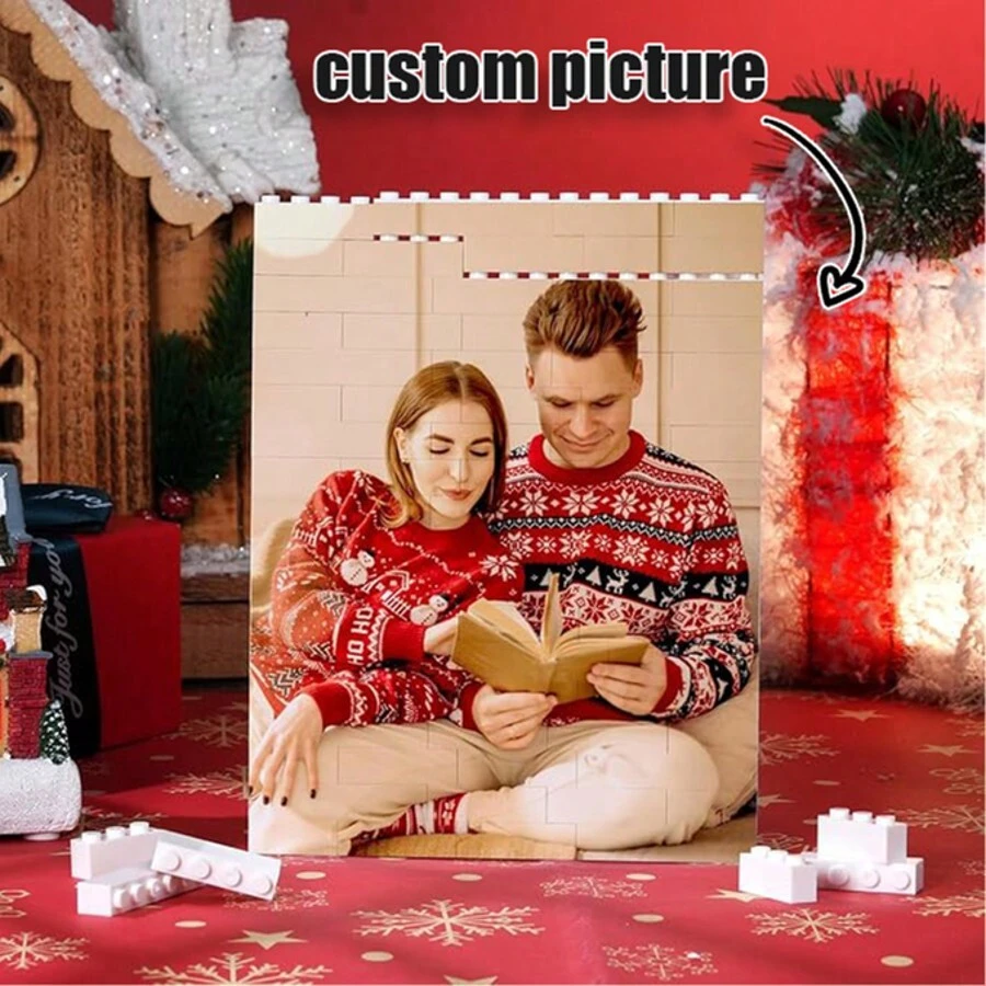 Custom Building Brick Personalized Photo Block Puzzle Heart And Horizontal Shaped Double Side DIY Gifts For Meaningful Holiday, Valentine's Day, Thanksgiving, Father And Mother's Day Birthday Graduation