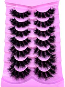 Long Lashes!7 Pairs Extension Thick Long Reusable Extended Makeup Lashes 9D Faux Mink False Eyelashes, Multi-Layered Curly & Fluffy, Soft & Voluminous Drama Messy Mink Lashes, 18-25mm Ultra Long & Dense, Handmade Suitable For Beginners, Comfortable - Black - View 2