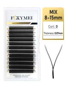 FOXYMEI 12 排 D 卷曲 W 形睫毛 3D/4D/5D W 风格预制卷发扇形 0.07 毫米仿貂皮睫毛延长更柔软自然猫眼纤细睫毛 - D - 查看 43