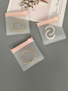 Transparent Reusable Anti-Oxidation EVA Jewelry Bags With Self-Sealing Zipper, Storage Solution For Jewelry Organization - Pink - View 4