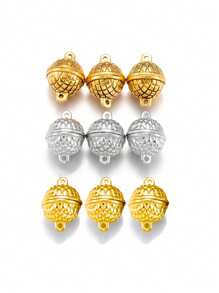 Set de 5 broches magnéticos redondos con patrón de escamas de pez en color dorado vintage para pañuelos, brazaletes, collares y accesorios de joyería DIY W370