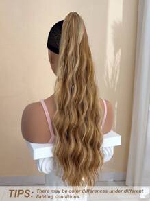 Klaue Pferdeschwanzverlängerungs Haarzubehör 24-26 Zoll Braune Blonde Lange Natürliche Welle, Hitzebeständige Synthetische Faser Pferdeschwanz Haarstück Für Mädchen Frauen, Tägliche Verwendung