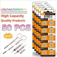 High Capacity 10-50pcs AG7 Alkaline 1.5V Button Cell Battery LR927 LR57 SR927W 399 GR927 G7 Watch Toys Remotes Cameras With 1pc Screwdriver Gift - AG7SR927SW - View 5
