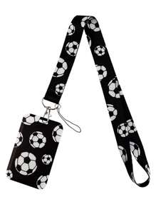 1pc Sports Style Football, Volleyball, Rugby, Basketball Pattern Lanyard Card Holder, Hard Shell ID Card Case For Bus Card, ID Card, Work Badge, Student Card, Exhibition Card, Event ID Badge, School Supplies, Back To School - Multicolor - View 6