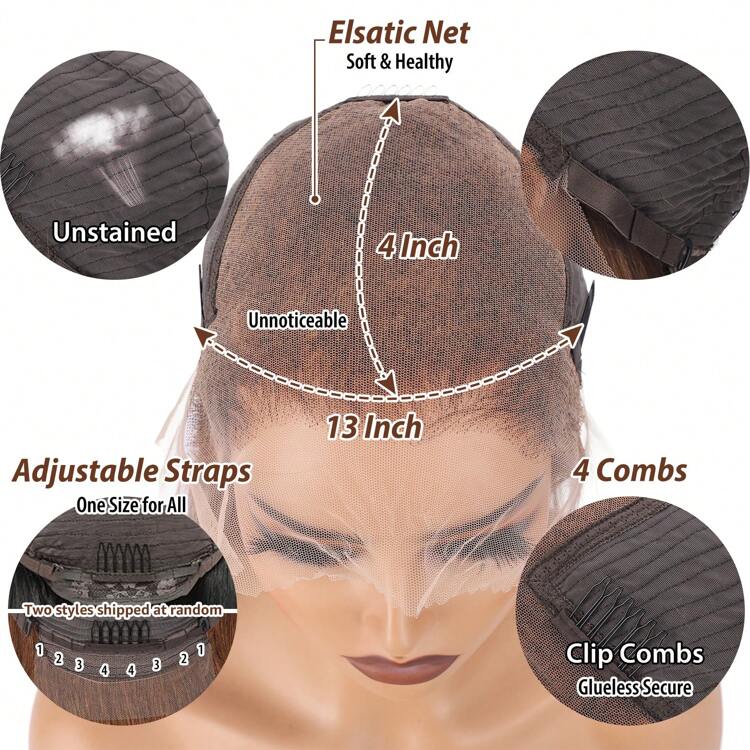 Light Brown Lace Front Wigs Human Hair Pre Plucked 13x4 Straight Chocolate Brown Lace Front Wigs Human Hair 180% Density Colored #4 Light Brown Glueless Wig 13x4 Lace Frontal Wigs For Women Human Hair Tiny Knots Natural Hairline With Baby Hair 16-32 Inch Halloween Costumes - Light Brown - View 5