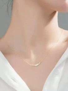 1件女款分層微笑項鍊，極簡小眾個性化設計鎖骨鏈，時尚百搭優雅飾品 - 金色 - 查看 2