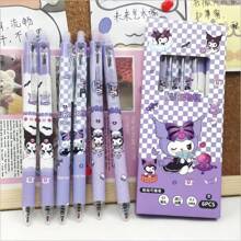 6支/盒 Sanrio Kuromi 可擦摩擦热敏笔 速干易擦 高品质学生用品 0.5mm 替换芯 开学季