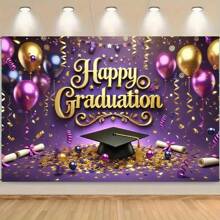 2025 Graduation Background, Black & Gold Glitter, Graduation Party Backdrop, 2025 Graduate Congratulations Ball Prom Party Cake Table Decor Photo Booth Props - Beige - View 5