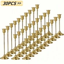 30 件优雅浪漫的欧式婚礼装饰，复古镀金和镀铜，中心烛台，锥形金属烛台，房间和家居装饰 - 銅色 - 查看 5