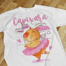 PLAYERA UNISEX CAPIBARA CAPI MODA GYM URBAN CASUAL 5 - Blanco - Ver 1