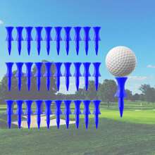 Golf Tees Unbreakable Step Down Plastic Mixed Or Same Height Value 50 Pack, 2 3/4, 2 1/4, 2, 1 3/4, 1 1/2 Inch Length Long Short Tee Blue Yellow Pink Orange Color For Practice Men Women - All 1 1/2'' in Blue - View 1