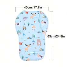 1入組嬰兒車座墊男女可愛卡通柔軟嬰兒座墊幼兒車插墊墊襯通用透氣車墊適用於晚餐椅 - 藍色 - 查看 3