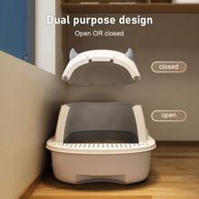 Large Cat Litter Box Cat Pan Drawer Anti-Splashing Cat Potty Tray Self Cleaning - Grey - View 6