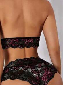 Sexy V-Neck Lingerie Set, Honeymoon, Valentine's Day - 粉 - 查看 3