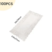 100pcs White Paper Lace Placemats, Decorative Disposable Placemats, Suitable For Desserts, Fried Foods, Wedding Tableware Decor, Cake Packaging - Round/Oval/Rectangular/Heart Shaped - White - View 26