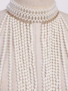 1 pezzo Collana lunga di perle di stile francese, lussuosa e sexy, Collana multi-strato a forma di V per il collo e la clavicola, collana da indossare con il maglione