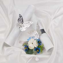10pcs Paper Napkin Holder Rings, Hollow Butterfly Napkin Rings Napkin Buckles Holder For Wedding Dinner Party Celebration Table Centerpieces Decor - Multicolor - View 6