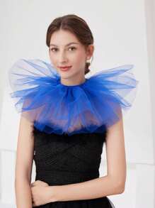 1pc Exaggerated Puff Ruffled Detachable Mesh Fake Collar For Women