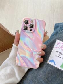 1pc Luxury Gorgeous Colorful Gradient Pattern Frosted Anti-Fall Mobile Phone Case Compatible With Apple/Compatible With Redmi/Compatible With Infinix/Compatible With Vivo Waterproof Shockproof Scratch Resistant,International Version, Not The Domestic Version - Pink - View 6