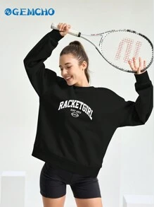 GEMCHO Women's Casual Round Neck Sweatshirt Basic Solid Sweatshirt Simple Daily Spring/Summer