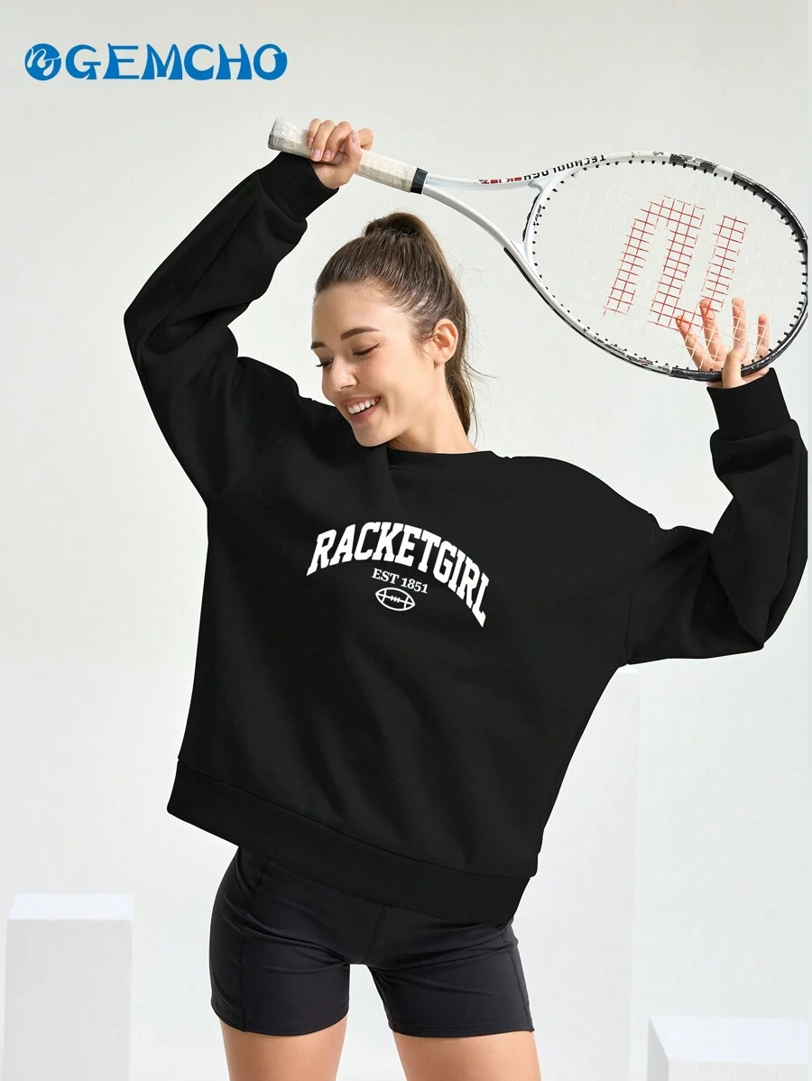 GEMCHO Women's Casual Round Neck Sweatshirt Basic Solid Sweatshirt Simple Daily Spring/Summer