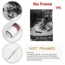 1 pieza, Lienzo colgante, Pintura decorativa enmarcada, Artes de pared, Póster, Gran Premio de Mónaco, Póster, Arte de pared en blanco y negro, Pista de carreras, Regalo de fans, Regalos de cumpleaños y graduación