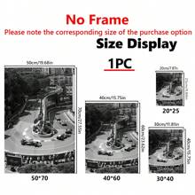 1 pieza, Lienzo colgante, Pintura decorativa enmarcada, Artes de pared, Póster, Gran Premio de Mónaco, Póster, Arte de pared en blanco y negro, Pista de carreras, Regalo de fans, Regalos de cumpleaños y graduación