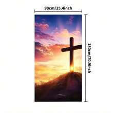 1pc Easter Celebration Hanging Banner, Polyester Religious Decorations With Cross And Holy Light Design, All-Purpose, Electricity-Free, Suitable For Home And Church, Party Decor