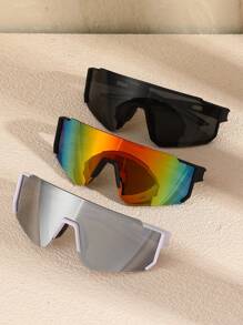 1/3/5pcs Women One-Piece Multicolor Personalized Street Style Technological Punk Fashion Glasses For Outdoor Casual Activities Tropical Beach Vacay Outfits Rave Party Accessories For Summer Beach Vacation, Outdoor, Travel Shades Street Y2k Style Oversized Wrap Frame For Music Festival Preppy Style For Back To School