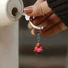 1pc "I LOVE YOU" Cute Dog Keychain - Couple Keychain, Suitable For Backpacks, Keychains, Wallets, DIY Holiday Gifts, And Holiday Occasions, Backpack Pendant With Unique 2D Design, Valentine's Day
