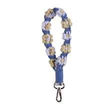 1 件全新波西米亚雏菊手工编织钥匙扣腕带，多色条纹休闲可爱优雅波西米亚合成纤维四季配饰