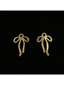 14pcs Ribbon Bowknot Pendant Zinc Alloy DIY Bracelet Beads Stringing Decor - Gold - View 2