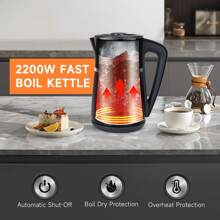 Aigostar Variable Temperature Control Kettle Electric, 1.7L 2200w, Double Wall Design, Black - UK Plug(220-240V) - View 6