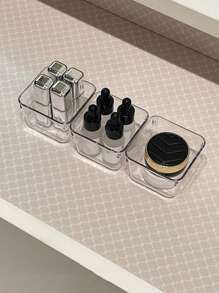 1pc Large Capacity Storage Box, Makeup And Tool Organizer Basket For Nail Polish, Perfume, Lipstick, Makeup Brushes, Eyebrow Pencils, Face Masks Etc. Simplistic Transparent PET Material, Stackable, Portable For Bathroom, Bedroom, Living Room, Dorm